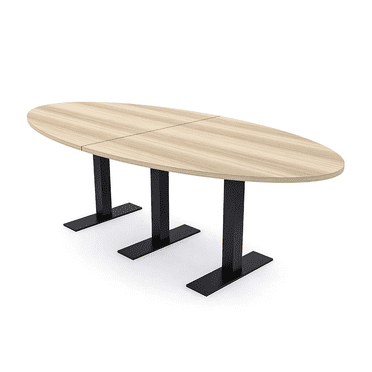 6 Person Oval Conference Table Metal T-Bases Power And Data Modules