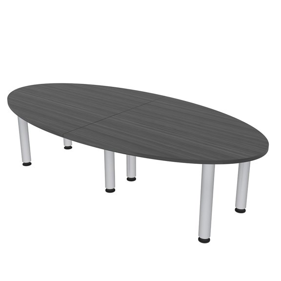 6 Person Oval Conference Table With Silver Post Legs Power And Data