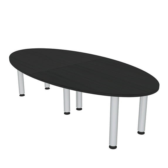 6 Person Oval Conference Table With Silver Post Legs Power And Data