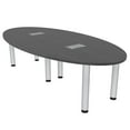 thumbnail image 1 of 6 Person Oval Conference Table With Silver Post Legs Power And Data, 1 of 7