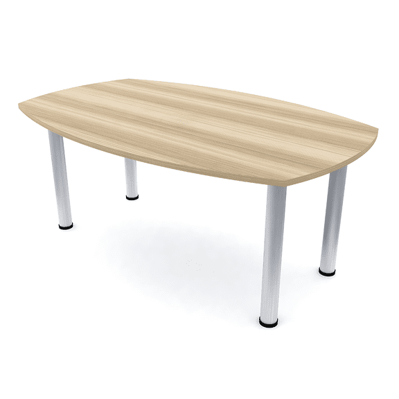 6 Person Powered Arc Boat Conference Room Table With Silver Post Legs
