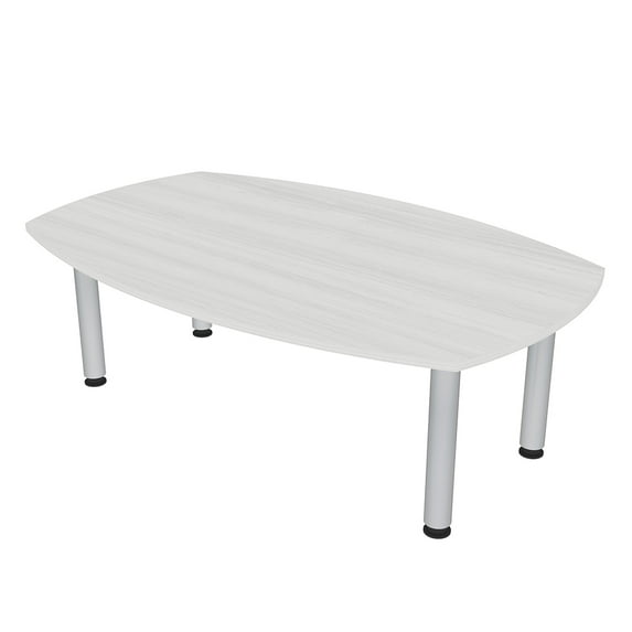 6 Person Powered Arc Boat Conference Room Table With Silver Post Legs