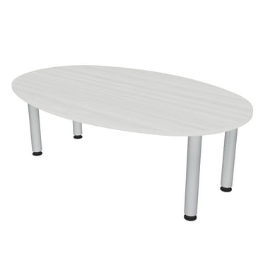 6 Person Powered Boat-Oval Shaped Conference Table Silver Post Legs