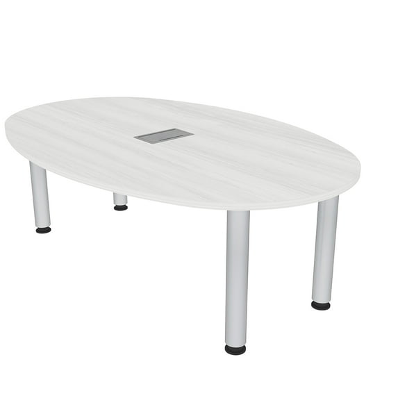 6 Person Powered Boat-Oval Shaped Conference Table Silver Post Legs