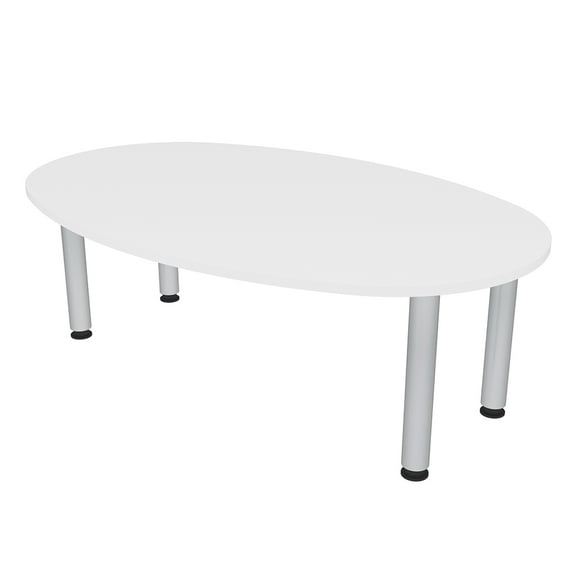 6 Person Powered Boat-Oval Shaped Conference Table Silver Post Legs