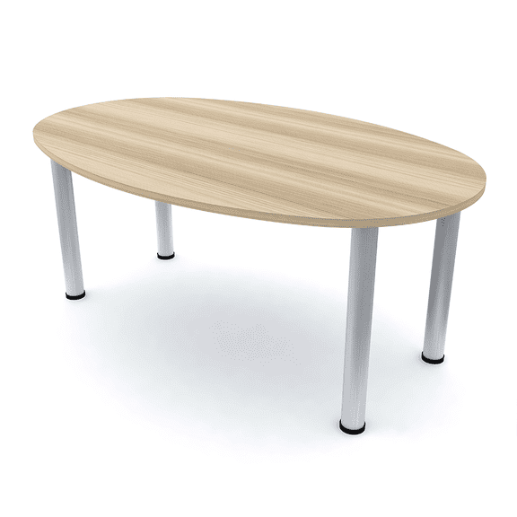 6 Person Powered Boat-Oval Shaped Conference Table Silver Post Legs