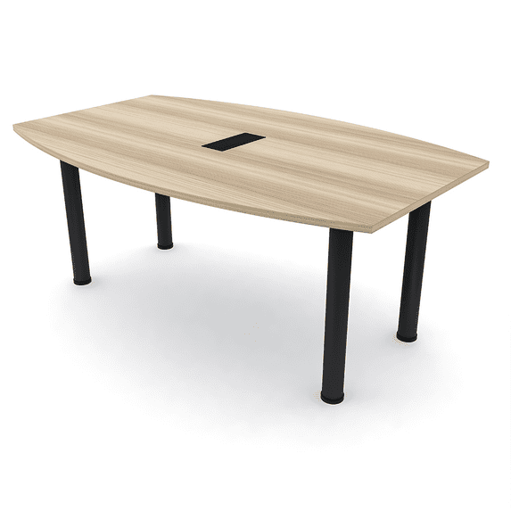 6 Person Powered Boat Shaped Conference Table With Post Legs
