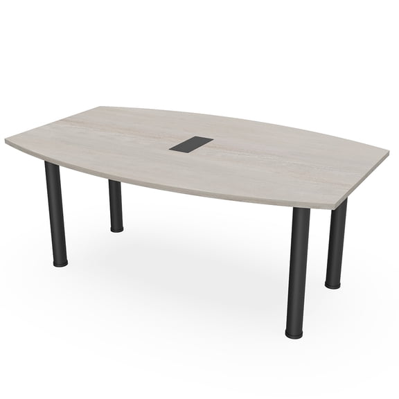 6 Person Powered Boat Shaped Conference Table With  Post Legs