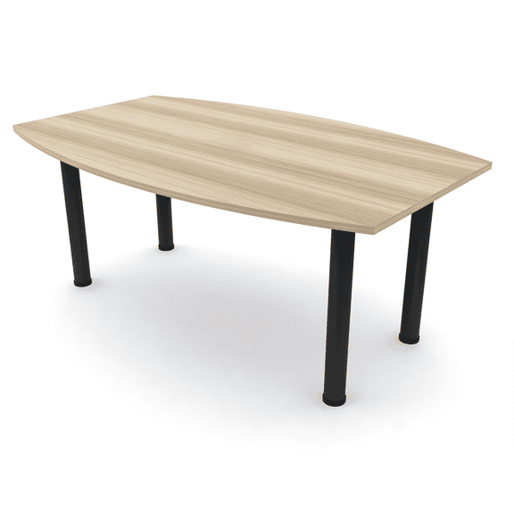 6 Person Powered Boat Shaped Conference Table With  Post Legs