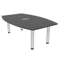 6 Person Powered Boat Shaped Conference Table With Silver Post Legs