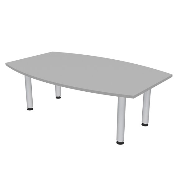 6 Person Powered Boat Shaped Conference Table With Silver Post Legs