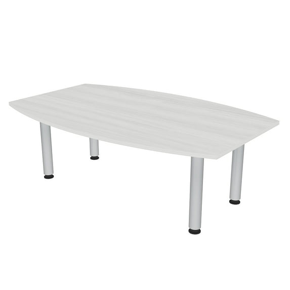6 Person Powered Boat Shaped Conference Table With Silver Post Legs