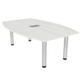 thumbnail image 1 of 6 Person Powered Boat Shaped Conference Table With Silver Post Legs, 1 of 7