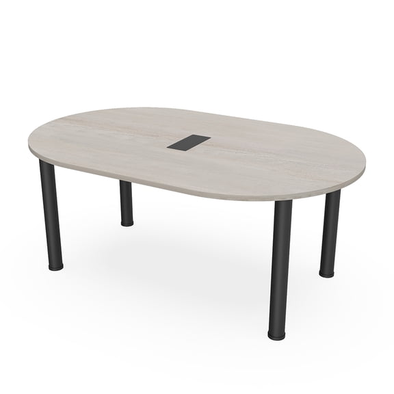 6 Person Powered Racetrack Shaped Conference Table  Post Legs