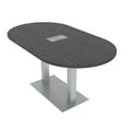 thumbnail image 1 of 6 Person Racetrack Conference Table Metal Base Data And Electric Unit, 1 of 7