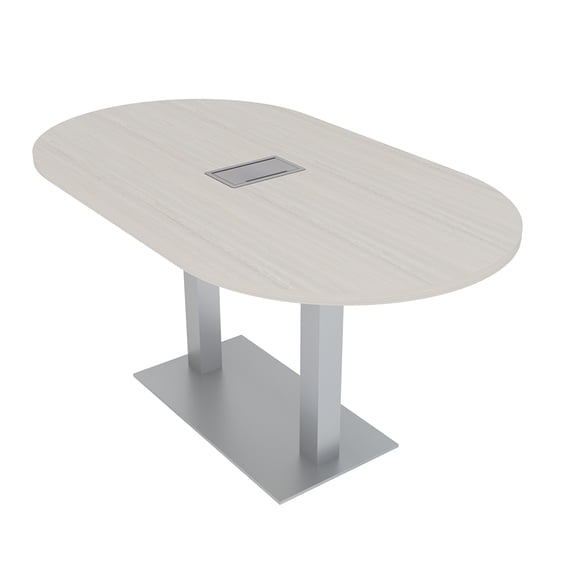6 Person Racetrack Conference Table Metal Base Data And Electric Unit