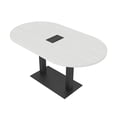 thumbnail image 1 of 6 Person Racetrack Conference Table Metal Base Data And Electric Unit, 1 of 7