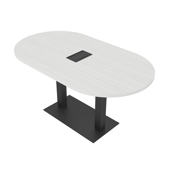 6 Person Racetrack Conference Table Metal Base Data And Electric Unit