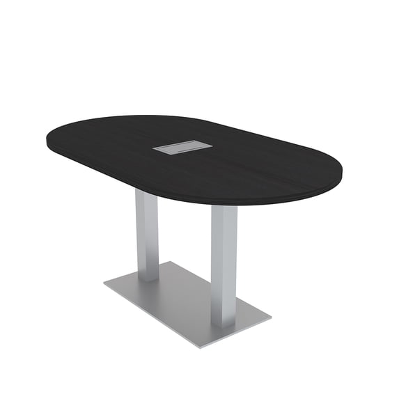 6 Person Racetrack Conference Table Metal Base Data And Electric Unit