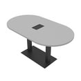 thumbnail image 1 of 6 Person Racetrack Conference Table Metal Base Data And Electric Unit, 1 of 7