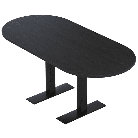 6 Person Racetrack Conference Table Metal T Bases Power And Data Unit