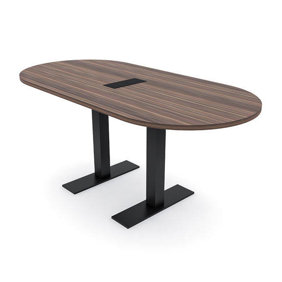 6 Person Racetrack Conference Table Metal T Bases Power And Data Unit