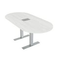 thumbnail image 1 of 6 Person Racetrack Conference Table Metal T Bases Power And Data Unit, 1 of 7
