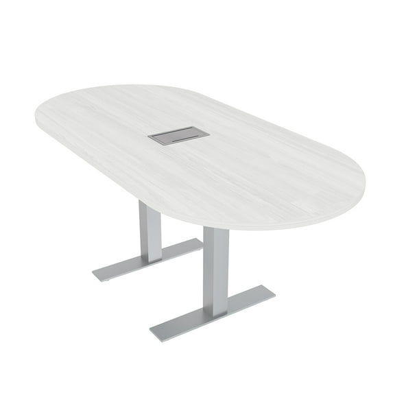 6 Person Racetrack Conference Table Metal T Bases Power And Data Unit
