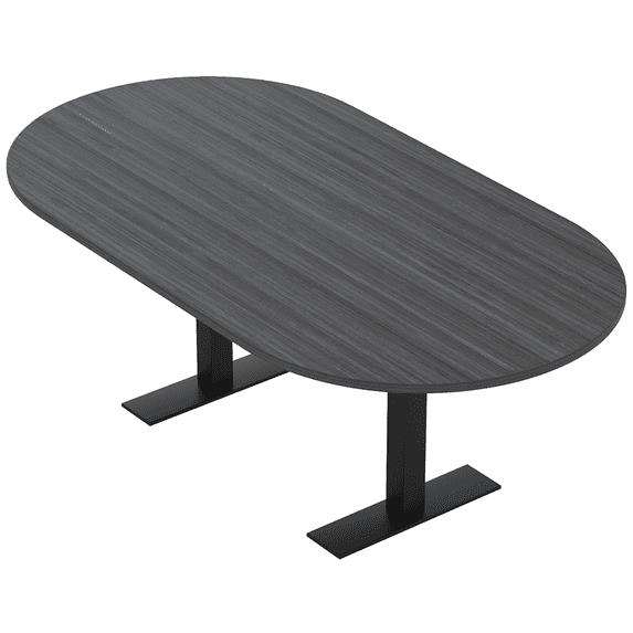 6 Person Racetrack Conference Table Metal T Bases Power And Data Unit