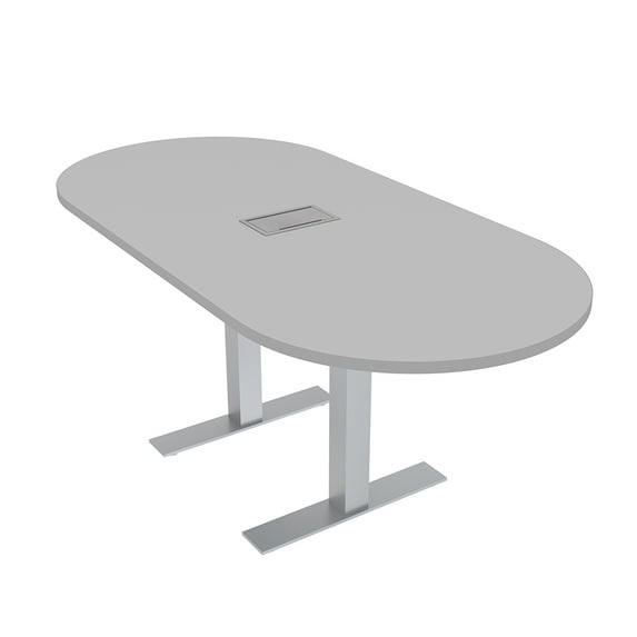 6 Person Racetrack Conference Table Metal T Bases Power And Data Unit