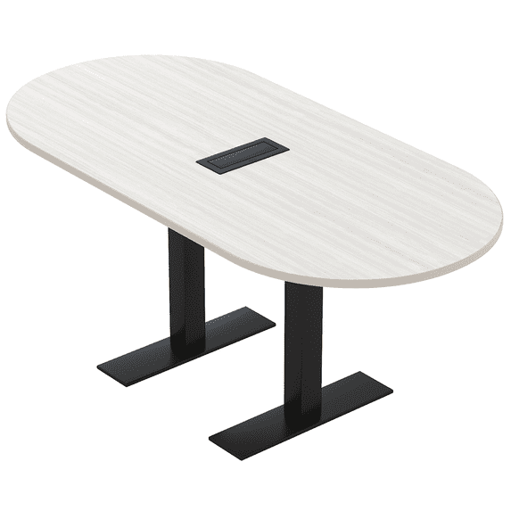 6 Person Racetrack Conference Table Metal T Bases Power And Data Unit