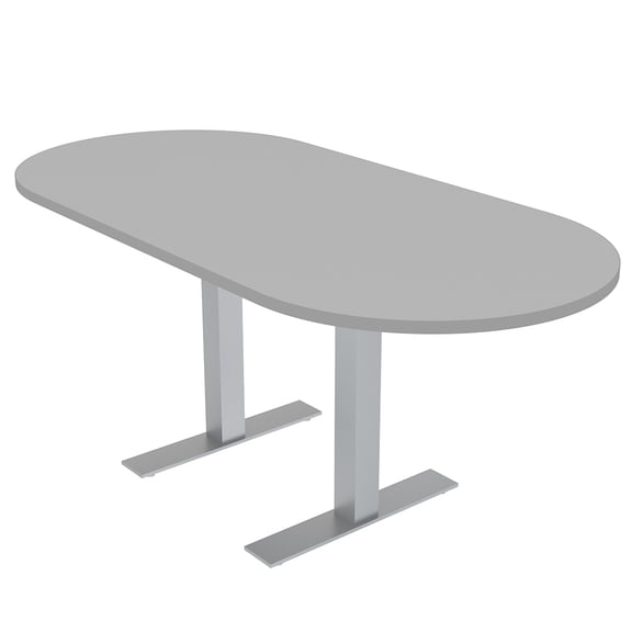 6 Person Racetrack Conference Table Metal T Bases Power And Data Unit