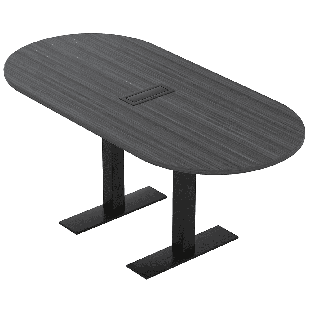 6 Person Racetrack Conference Table Metal T Bases Power And Data Unit ...