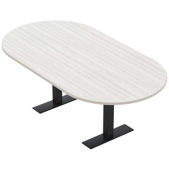 6 Person Racetrack Conference Table Metal T Bases Power And Data Unit