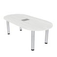 thumbnail image 1 of 6 Person Racetrack Conference Table Silver Post Leg Power And Data, 1 of 7