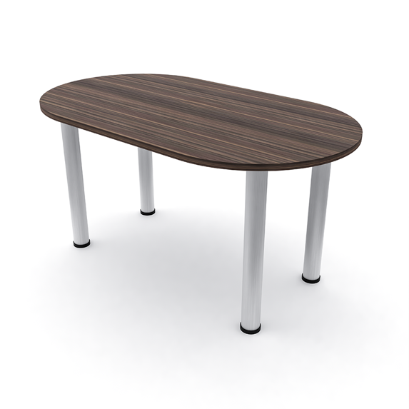 6 Person Racetrack Conference Table Silver Post Leg Power And Data