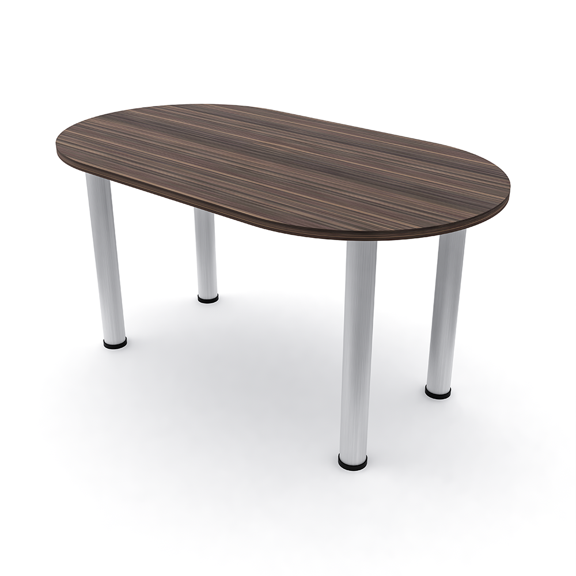 6 Person Racetrack Conference Table Silver Post Leg Power And Data
