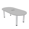 thumbnail image 1 of 6 Person Racetrack Conference Table Silver Post Leg Power And Data, 1 of 7