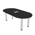 thumbnail image 1 of 6 Person Racetrack Conference Table Silver Post Leg Power And Data, 1 of 7