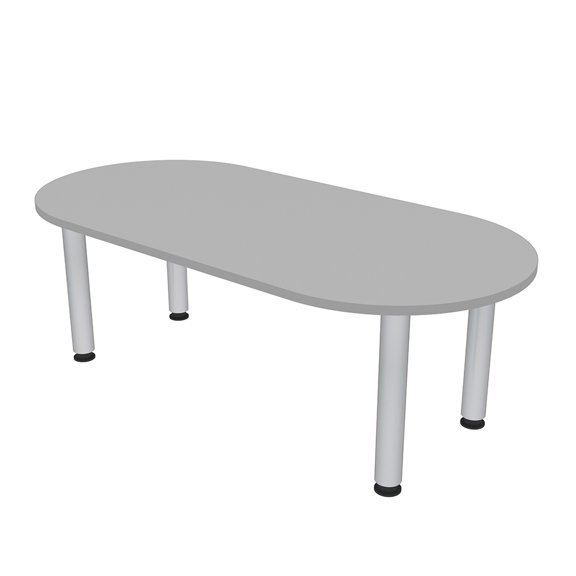6 Person Racetrack Conference Table Silver Post Leg Power And Data