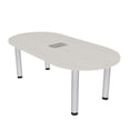 thumbnail image 1 of 6 Person Racetrack Conference Table Silver Post Leg Power And Data, 1 of 7