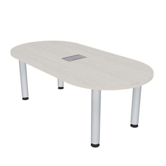 6 Person Racetrack Conference Table Silver Post Leg Power And Data