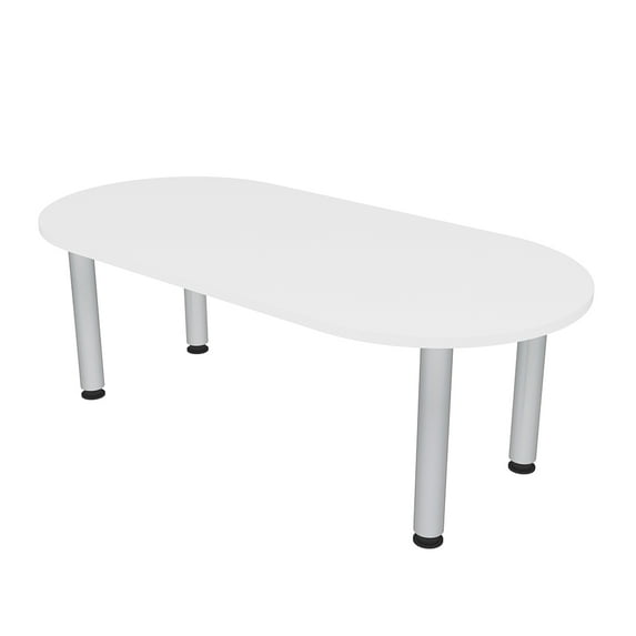 6 Person Racetrack Conference Table Silver Post Leg Power And Data