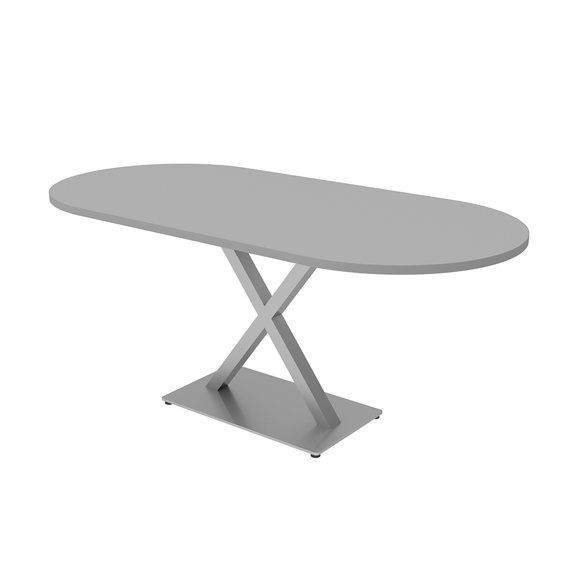 6 Person Racetrack Conference Table With X Base Data And Electric Unit