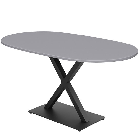 6 Person Racetrack Conference Table With X Base Data And Electric Unit