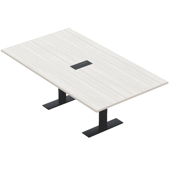 6 Person Rectangular Conference Table Metal T Bases Power Module