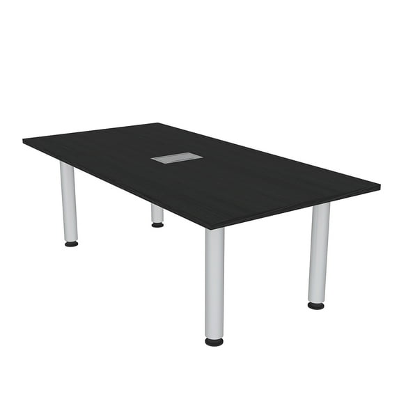 6 Person Rectangular Conference Table Silver Post Legs Power And Data