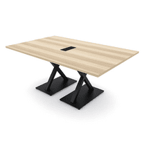 6 Person Rectangular Conference Table With X Bases Data And Electric