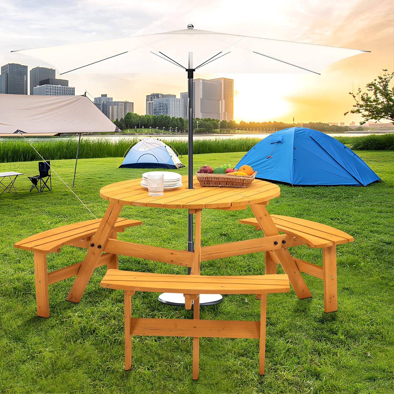 Elegant Round Picnic Table: Perfect Outdoor Gathering Space