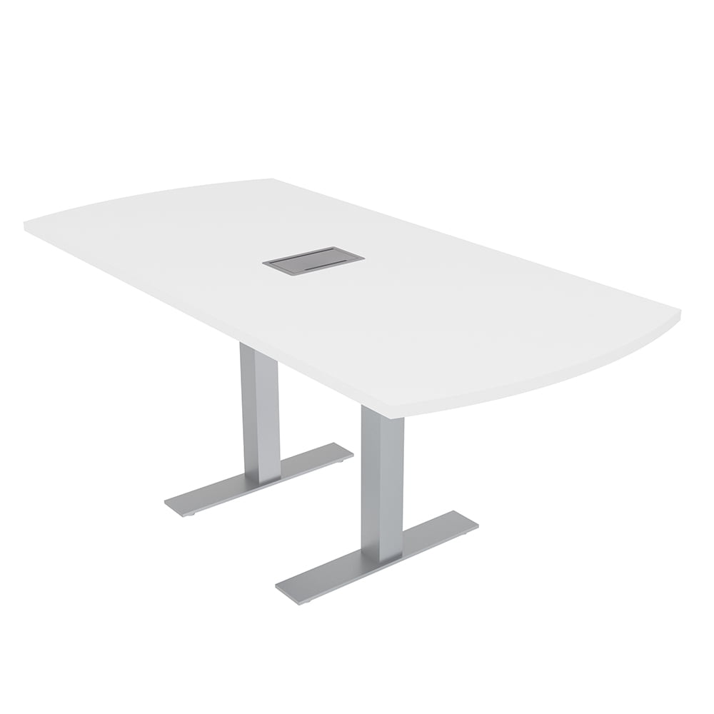 Rectangle Power Table 6 Person Small Arc Rectangle Powered Conference Table Metal T Bases ...